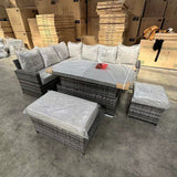 WOC-1B... Harmony High Back LEFT Corner Sofa with Rising Table in Grey