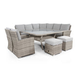 Rattan Park Paris Range Aluminium Elite Round Corner Sofa Set with Large Table in Natural Weave (RO130)